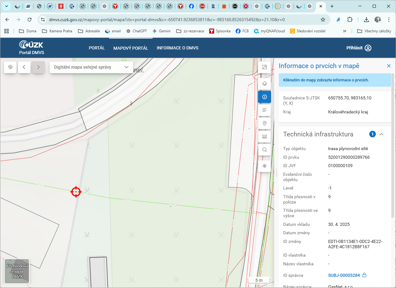 DTM plynovod přes pozemek 742/8