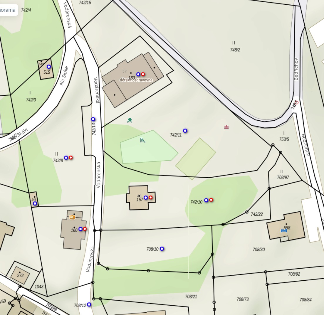 Katastrální mapa pozemků ozdravovny